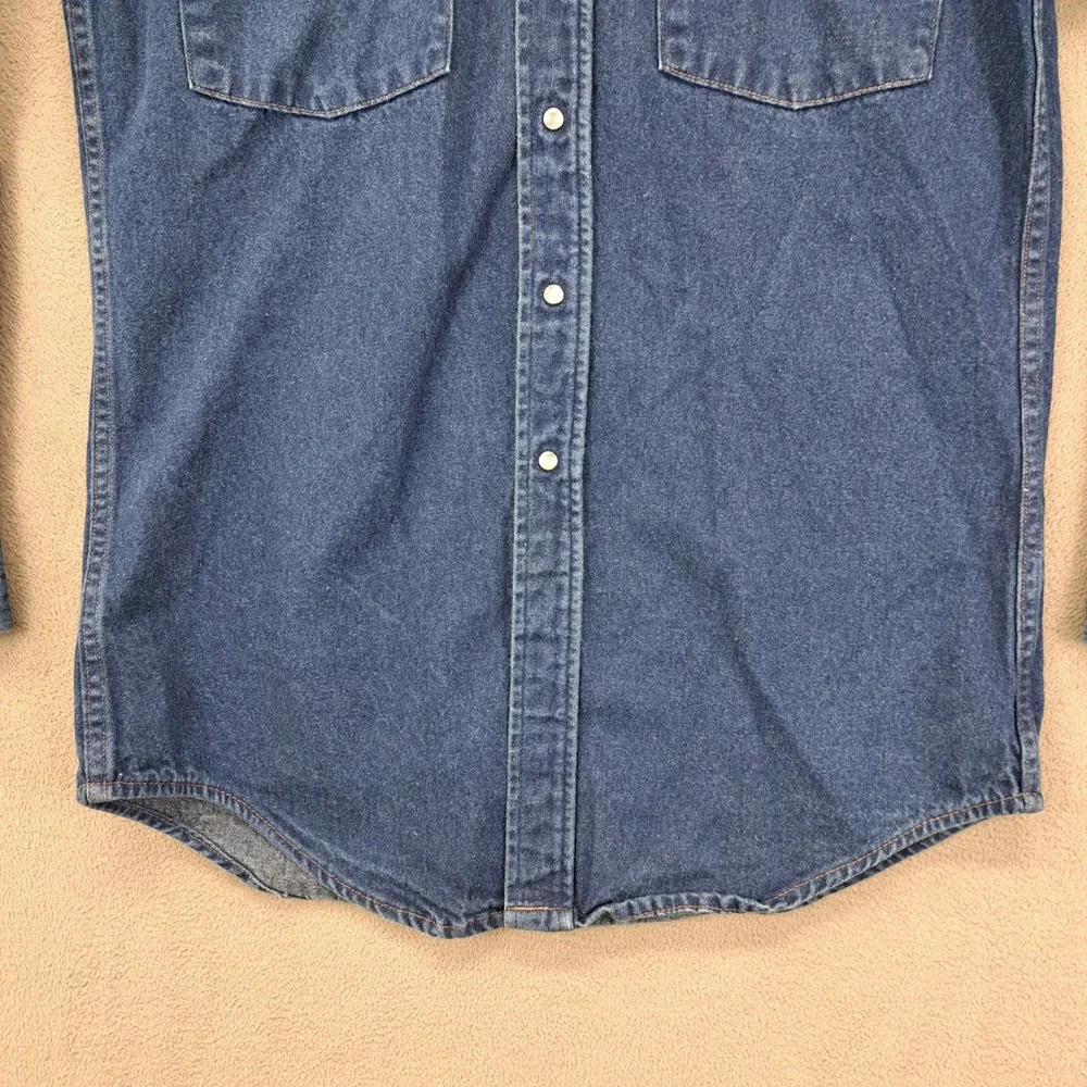 Carhartt Mens Denim Western Snap Button Shirt Blue SO2 DNM 15.5 x 35 Made in USA - Picture 6 of 9